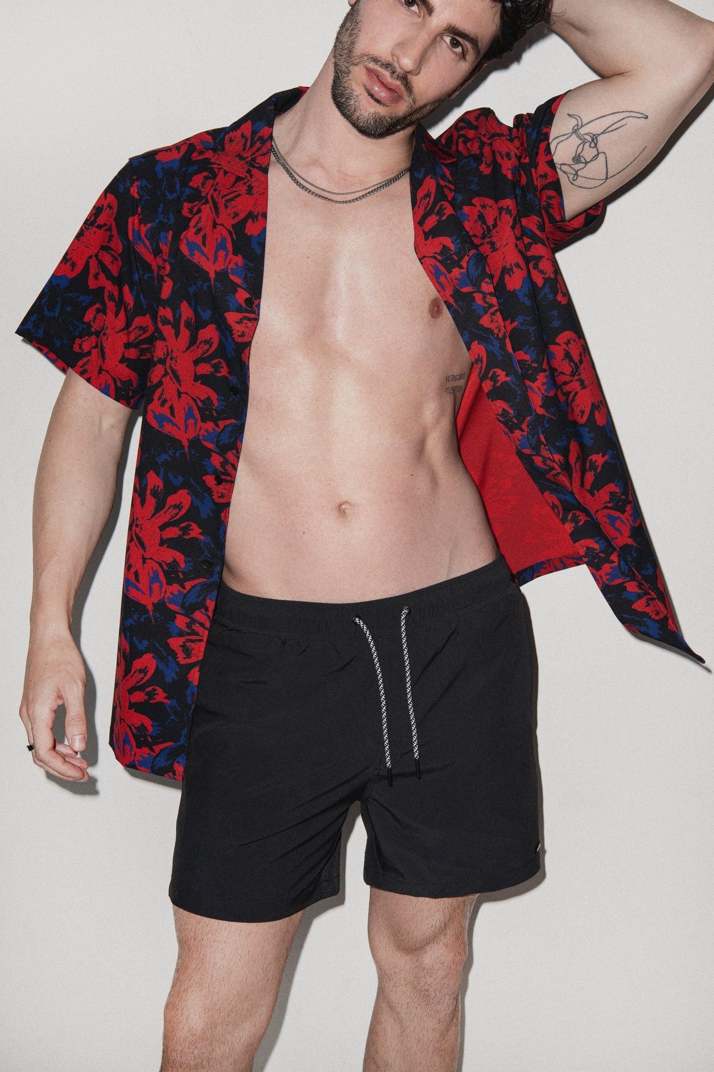 Saint Tropez Red Vintage Floral Cabana Shirt